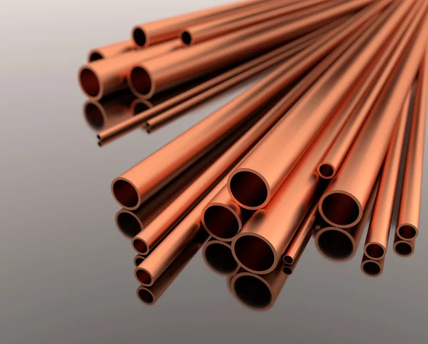 Stack of copper tubes - 3D illustration