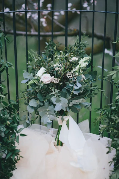 Wedding bouquet in green and white colours