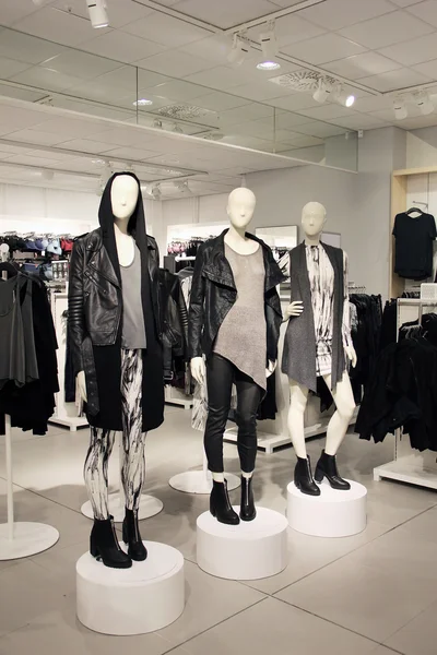 Mannequins dressed in edgy, rock and punk fashion style clothes