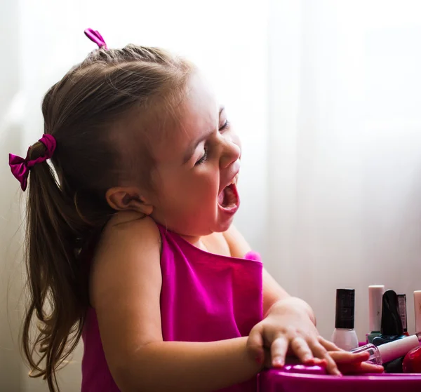 Beautiful little girl, show emotions, surprise, delight, joy