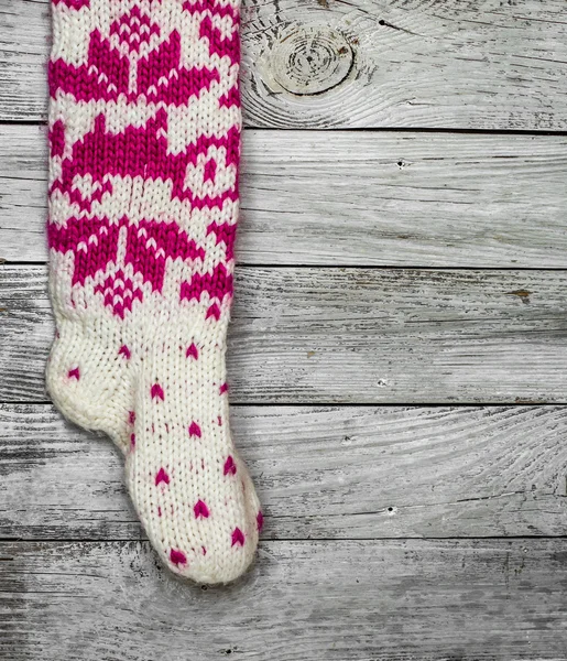 Warm knitted Christmas socks with beautiful pattern