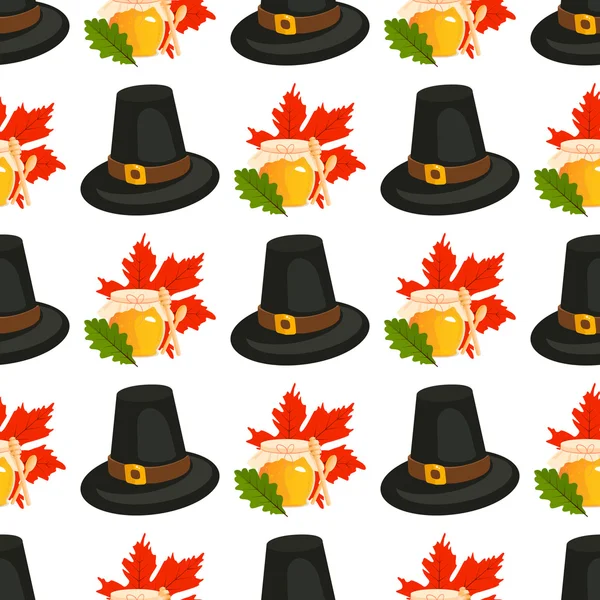 Happy Thanksgiving Day seamless pattern with holiday vector objects.