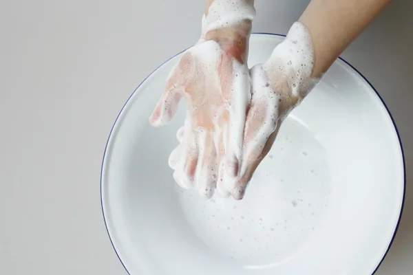 Wash hand with soup