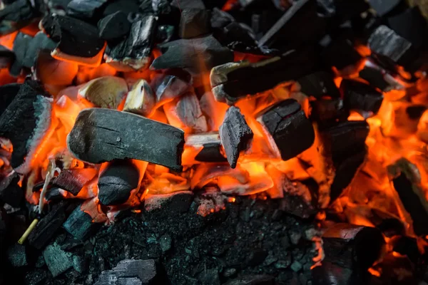 Coals in fireplace