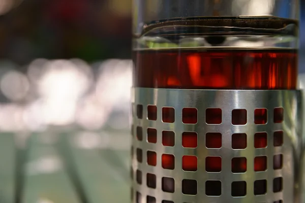 Close-up french press with tea