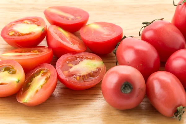 Cherry tomatoes on white background