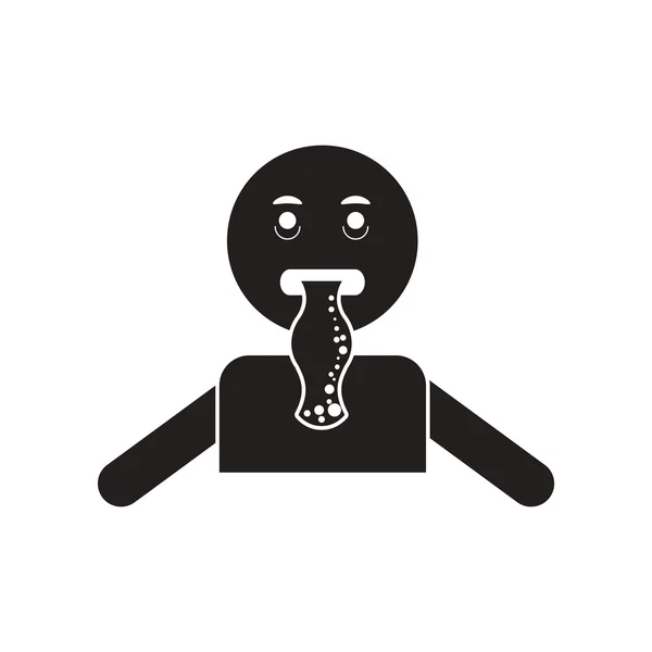 Flat icon in black and white style people nausea