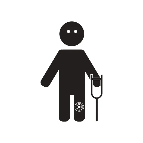 Flat icon in black and white style man knee pain