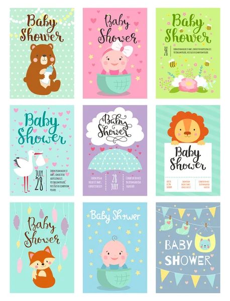 Baby shower invitation vector set.