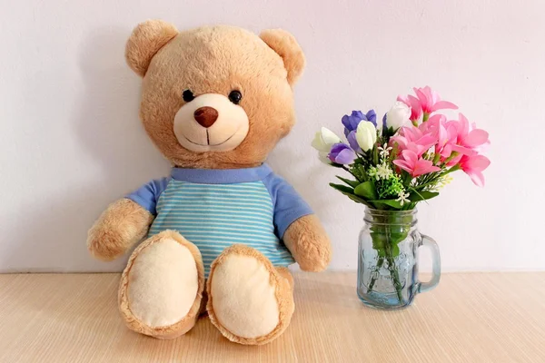 Teddy bears on soft background.