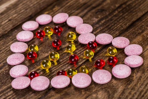 Pills. Background made from colorful pills and capsules.