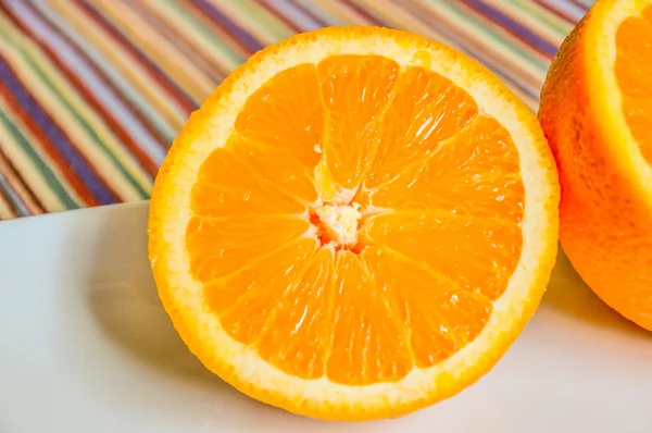 Closeup of orange sliced in half