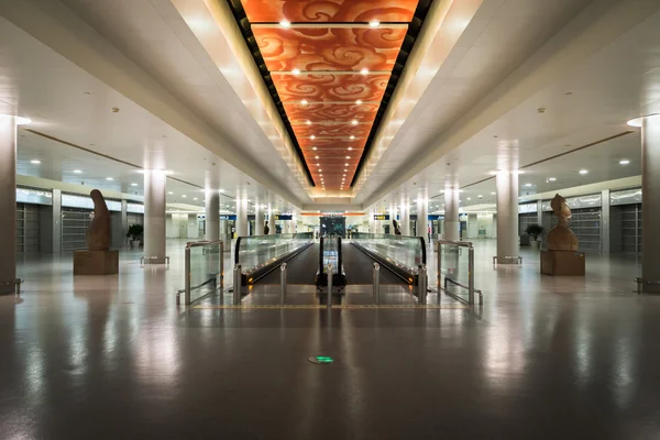 Modern airport interior and architecture in Shanghai Airport, China.