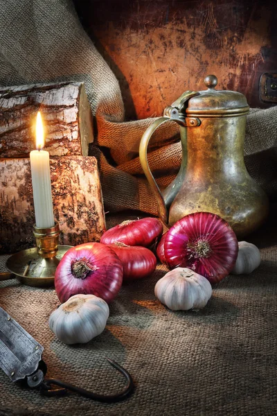 Still life with vegetables in a retro style