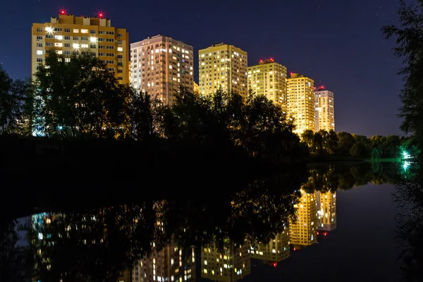 Glowing buildings in the night