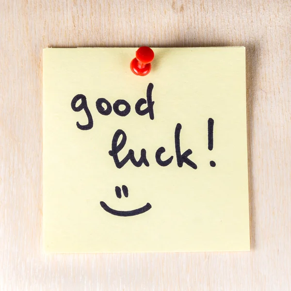 Good luck note on paper post it