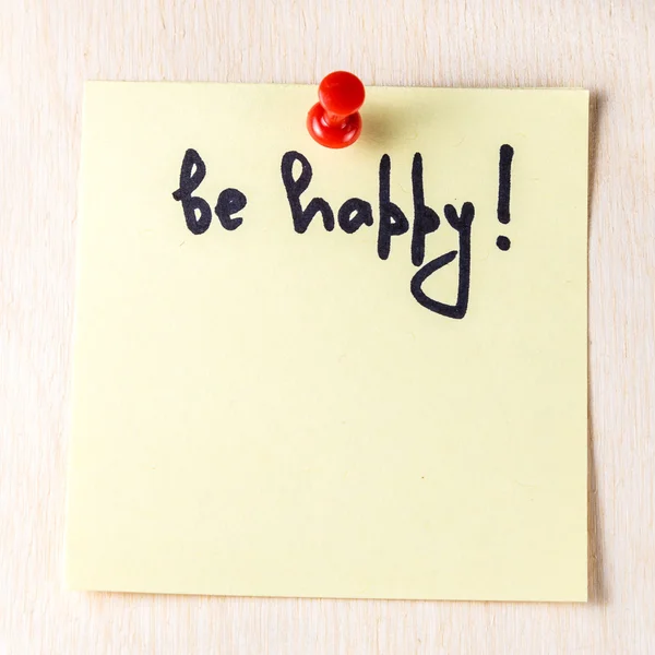 Be happy note on paper post it