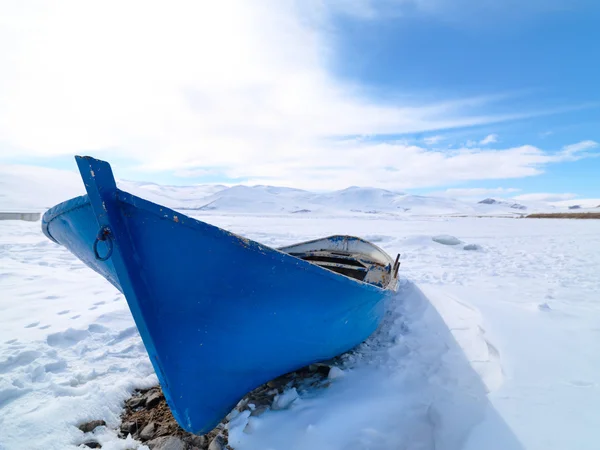 Frozen cildir lake in kars province to turkey