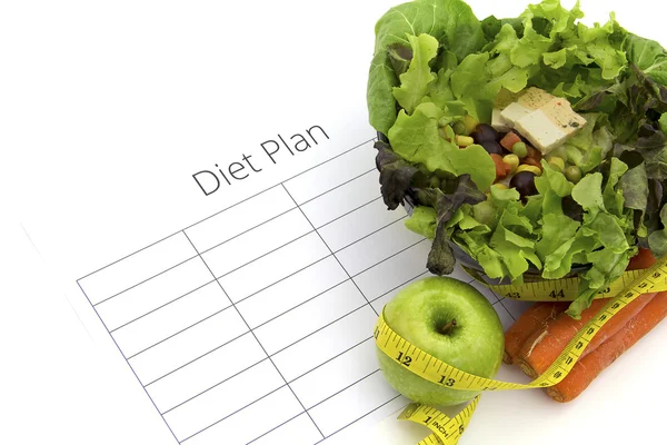 Sheet of Diet Plan and fresh products