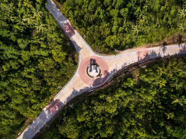 Aerial jungle road view of Koh Phangan, Thailand