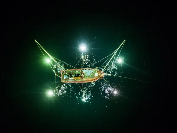Thailand traditional fishing night boat in the sea