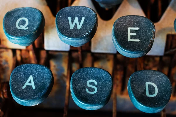 Typewriter Keys Close Up. Keyboard Detail of a Vintage Rusty Typ