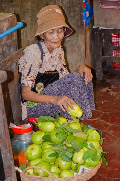 SIEM REAP, CAMBODIA, SEPTEMBER 5, 2015: Fresh food market with locally grown products