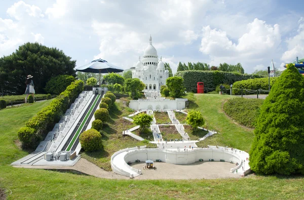 BRUSSELS, BELGIUM - 13 MAY 2016: Miniatures at the park Mini-Europe - reproductions of monuments in the European Union at a scale of 1:25. Montmartre, Paris, France.