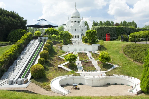 BRUSSELS, BELGIUM - 13 MAY 2016: Miniatures at the park Mini-Europe - reproductions of monuments in the European Union at a scale of 1:25. Montmartre, Paris, France.