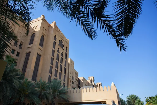 DUBAI, UAE - APRIL 11: Beautiful buildings in Dubai , on April 11, 2016, Dubai, UAE. Dubai architecture near the souk madinat