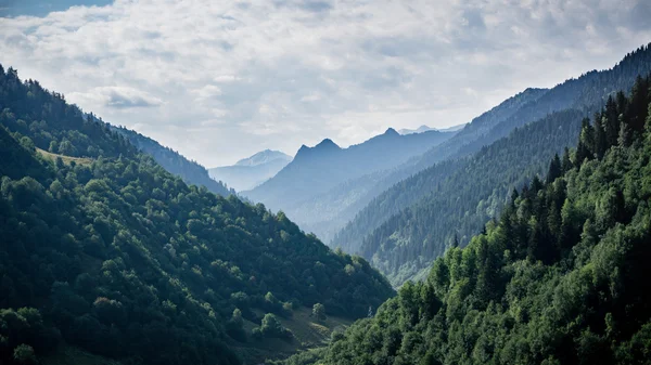 Ushguli, Georgia - August 3, 2015: Part of Greater Caucasus mountains in Ushguli region, Georgia