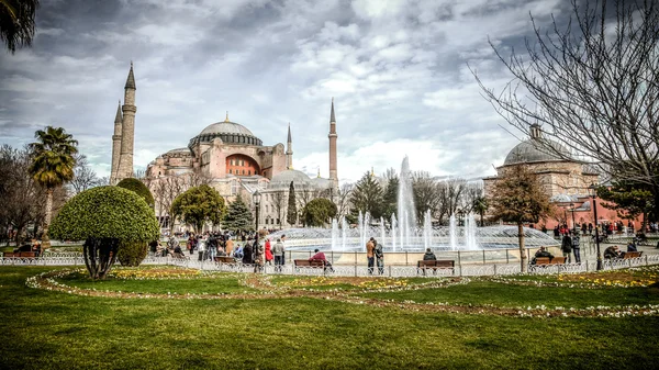 Istanbul, Turkey - 4 March, 2013: View of Hagia Sophia (Ayasofya), historic centre of Istanbul UNESCO World Heritage List, 1985, Turkey, 6th century.