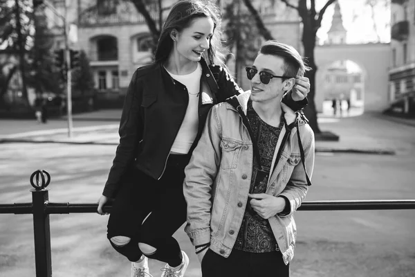 Young couple in city