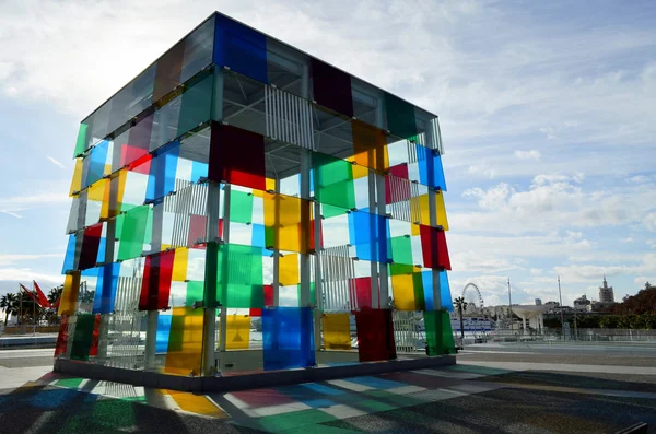 The Cube of Malaga with colorful reflections (horizontal orientation)