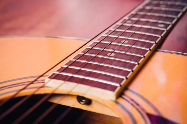 Acoustic guitar detail strings vulture on a light background