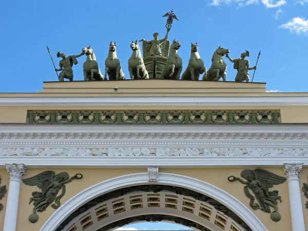 The triumphal arch of the General staff. Sculpture on the arc de Triomphe. Saint Petersburg, Russia.