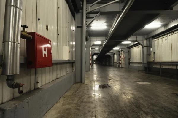 Big underground corridor in warehouse