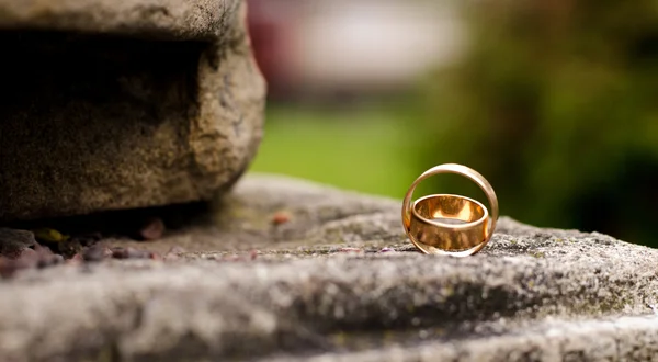 Two sparkling gold wedding rings