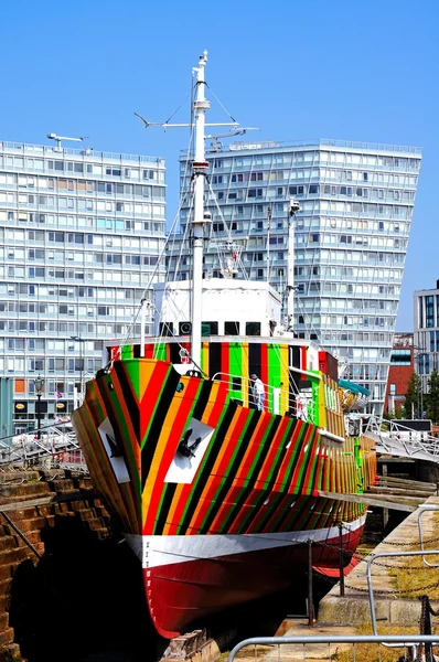 The Dazzle Ship in Canning Dock, Liverpool.