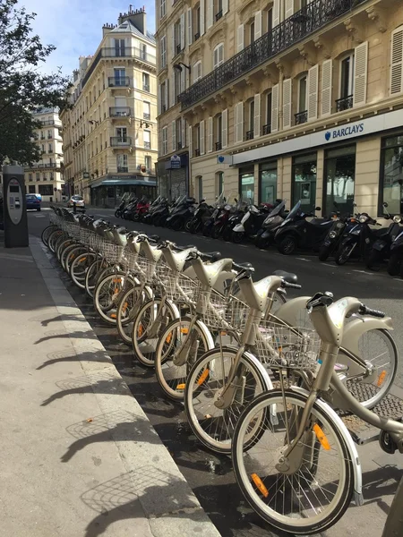 Row of bicycles on Paris street