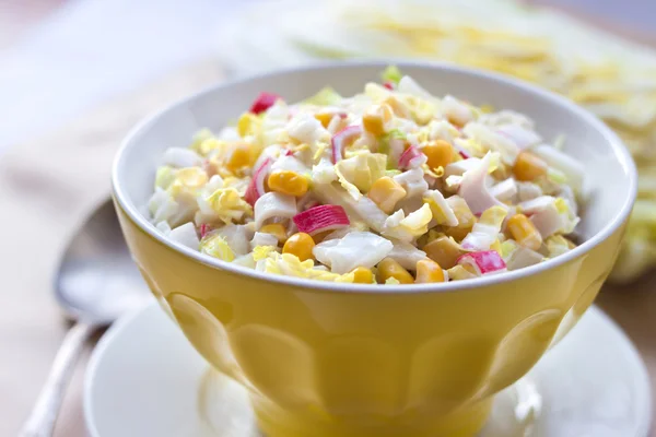Chinese cabbage, sweet corn and surimi salad