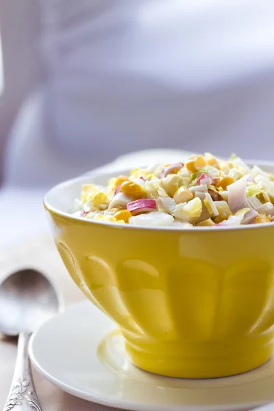 Chinese cabbage, sweet corn and surimi salad