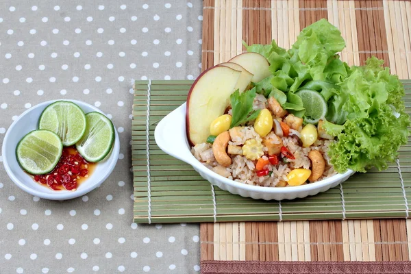 Fried  rice with mixed vegetable and side dish in Vegetable festival of Chinese   Top view