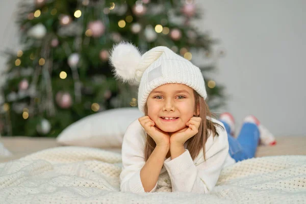 Bonne Enfance Conte Fées Magique Noël Petite Fille Attendant Les — Photo