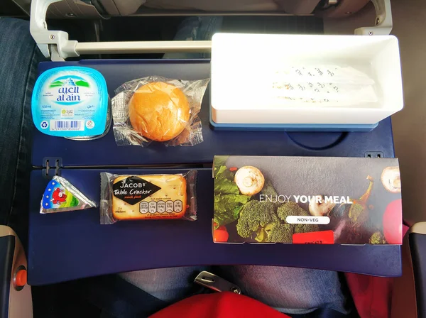 Set Lunch Dishes Flydubai Passenger Food Plane Dubai Uae 2020 — Stock Photo, Image