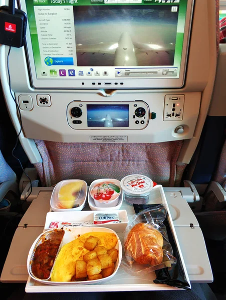 Set Food Passenger Emirates Airline Flight Dubai Uae 2020 — Stock Photo, Image