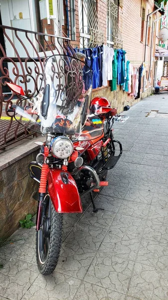 Antiguo Vendedor Ropa Moto Retro Calle Dnipro Ucrania 2020 — Foto de Stock