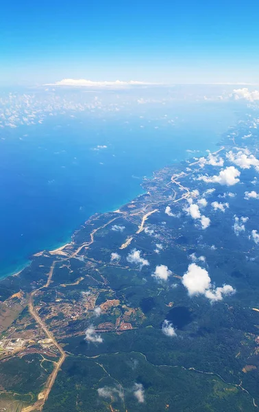 View Airplane Window Ground Landscape View Sky — Stock Photo, Image