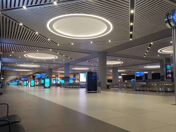 Interior Airport Stylish Modern Many Lights Turkey Istanbul 2020 — 스톡 사진