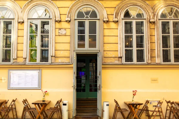 Street Bad Square Entrance Vintage Cafe City Old Europe Krakw — Stock Photo, Image